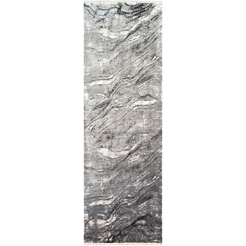 Viscose Abstract Indoor Rug, Runner 3' x 8'