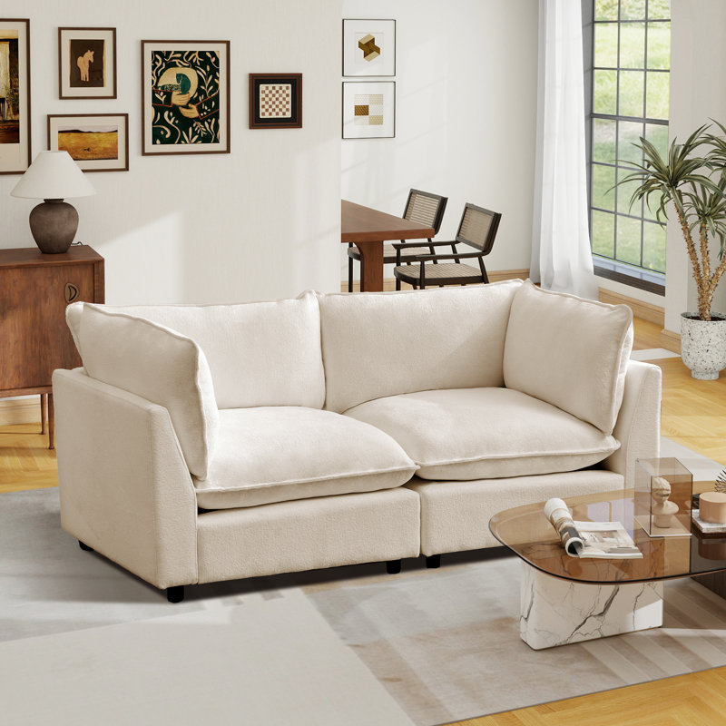 74.8"Modern Chenille Modular Sofa Loveseat Seat Depth 26", Beige
