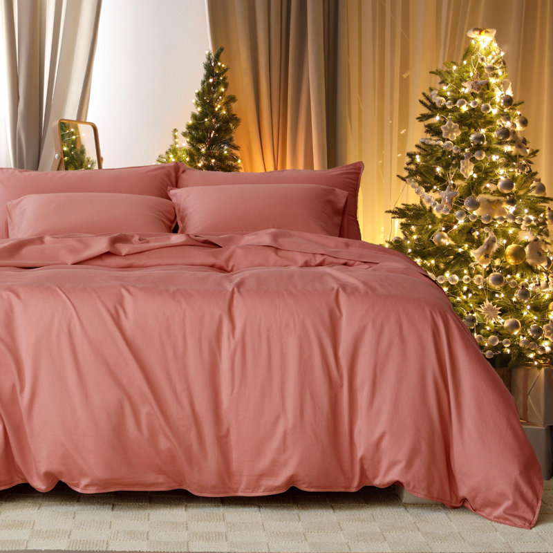 Housse de couette en coton à double couture, Mauve cendré