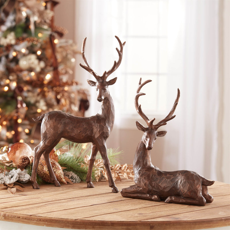 Figurine de cerf d'hiver (ensemble de 2)