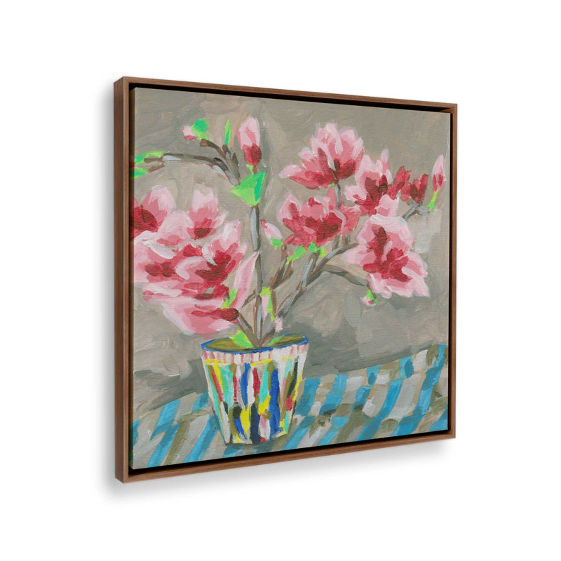 «Patchwork Pot I» par Melissa Wang, reproduction d'art sur toile, Brun, «Floater», reproduction encadrée sans passe-par