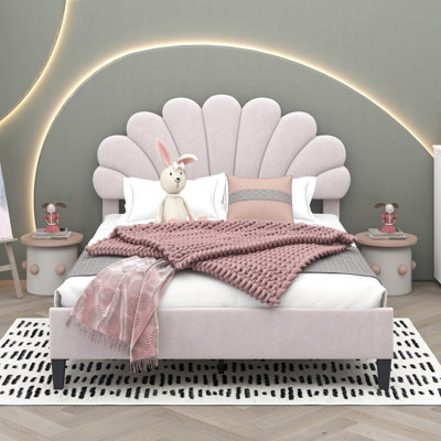 Tayveion Upholstered Platform Bed with Floral Velvet Headboard