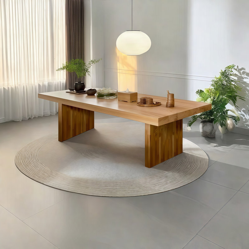 Modern Burlywood Rectangular Solid Wood Dining Tables, H 29,5 po x L 63 po x l 27,6 po