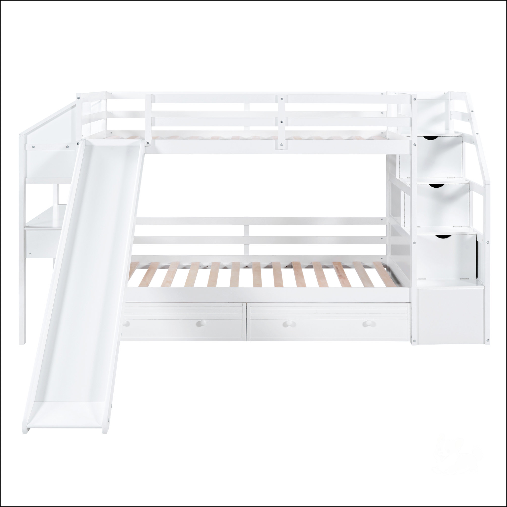 Harriet Bee Twin Over Twin Bunk Bed With Storage Staircase - Wayfair Canada