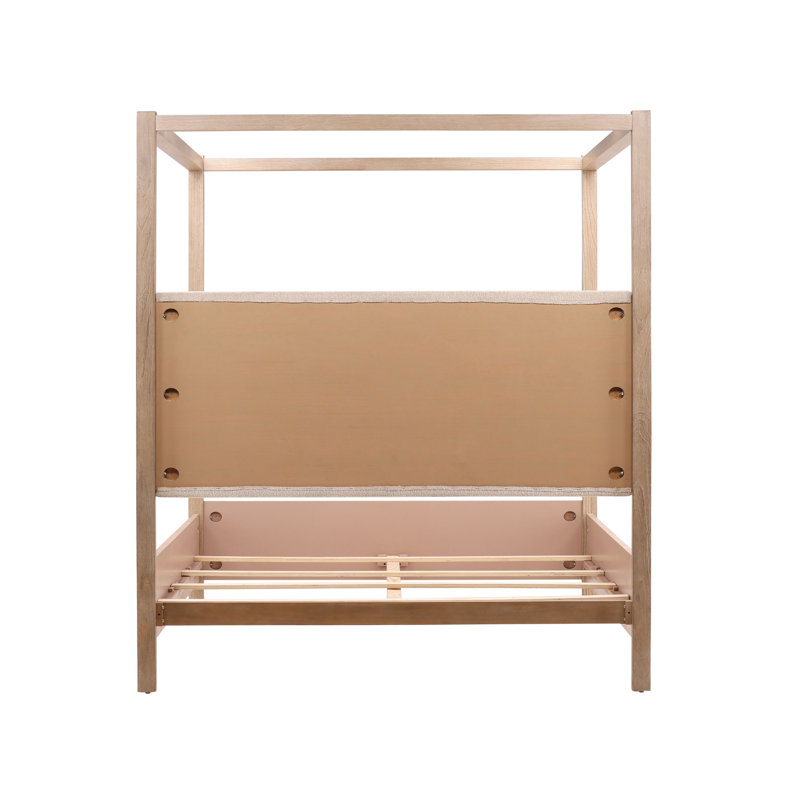 Emmalyn Solid Pine Wood Panel Bed, Everest Cream, Eastern King, King