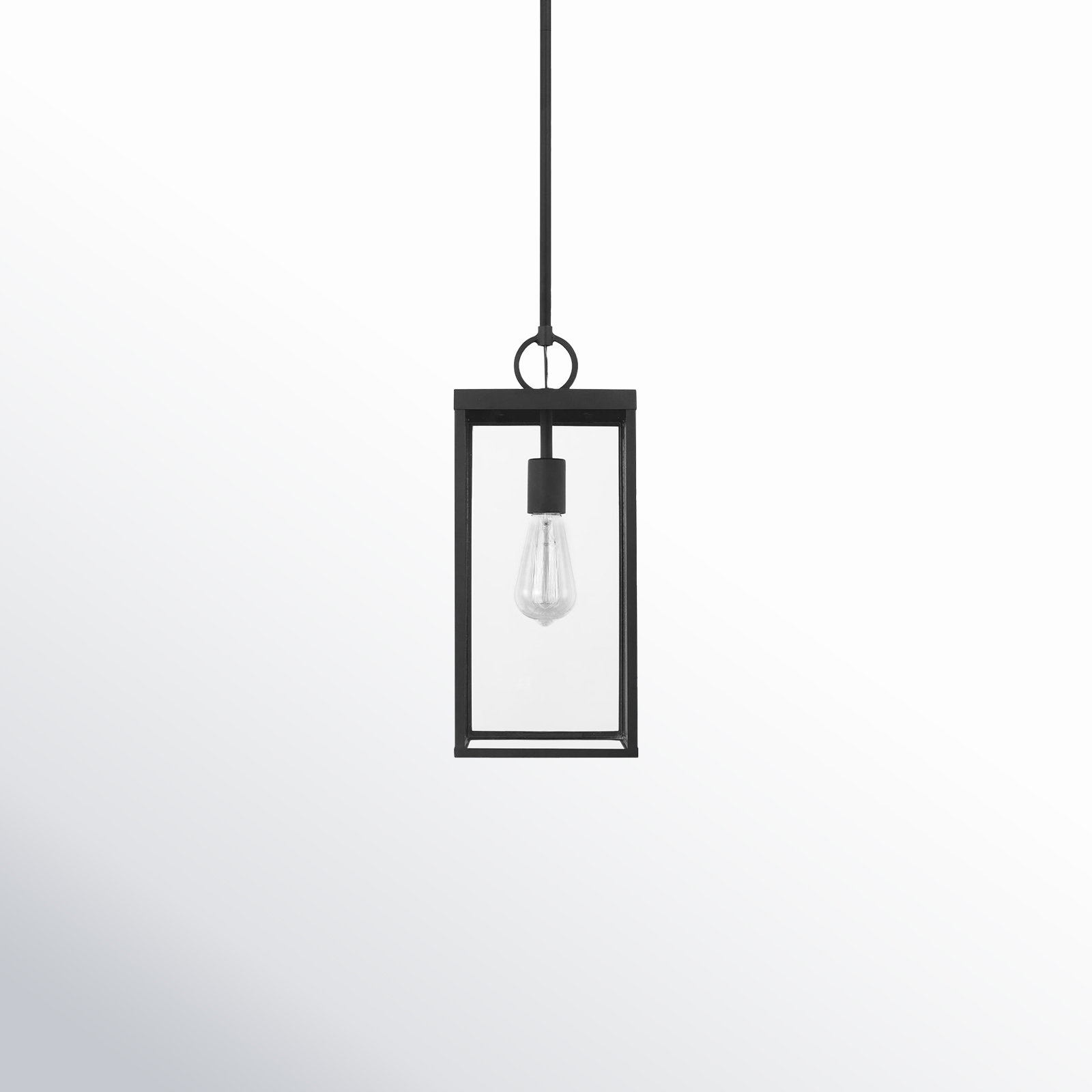 Howell Outdoor Aluminum Hanging Lantern, Textured Black