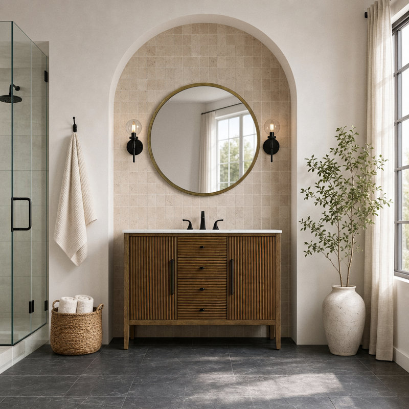Meuble-lavabo simple 48 po, Noisette chêne