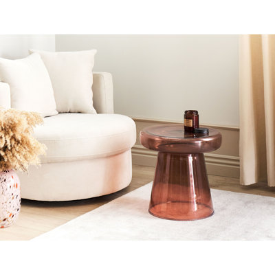Caithlyn Glass Top Pedestal Round Side Table
