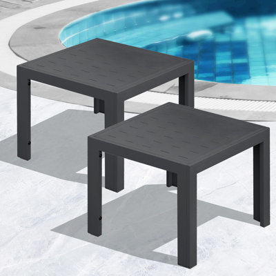 Outdoor Aluminum Coffee Table 23.6" L x 23.6" W x 17.7" H Modern Patio Side Table