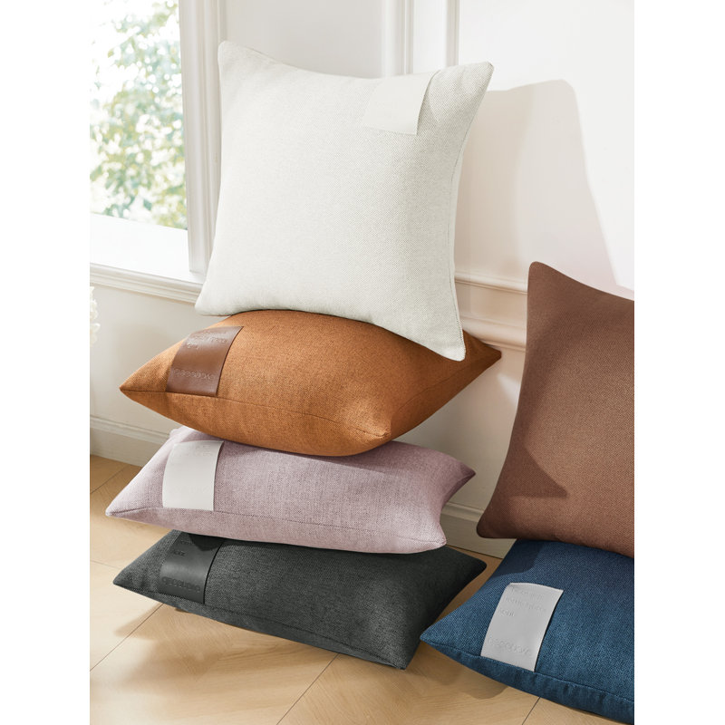 Decorative Solid Pillow Covers with Leather Label (Set of 2), 18"H x 18"W, Dusty Pink