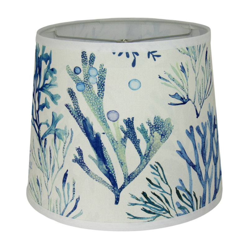 Abat-jour tambour en corail vert et bleu, H 9 po x l 10 po x P 10 po