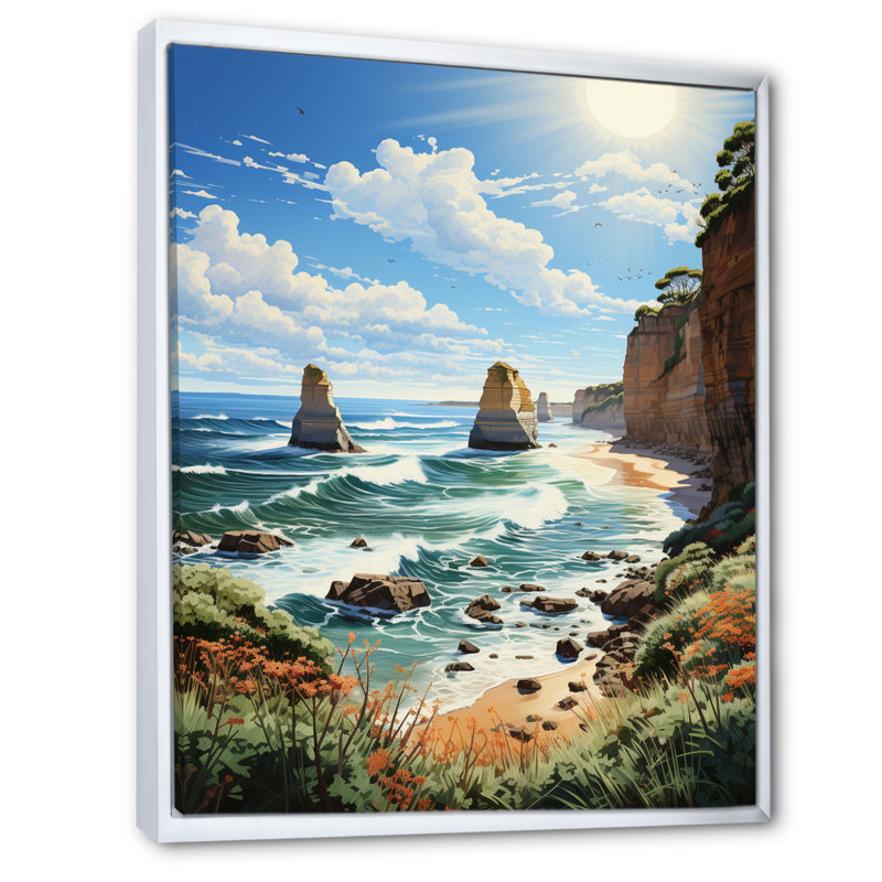 «Australie, douze apôtres au coucher du soleil», reproduction sur toile, H 40 po x l 30 po x P 1,5 po, Cadre flottant blanc