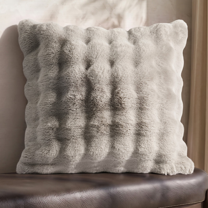 Housse de coussin décorative à bulles EverGrace en fausse fourrure, Taupe, 24*24inch