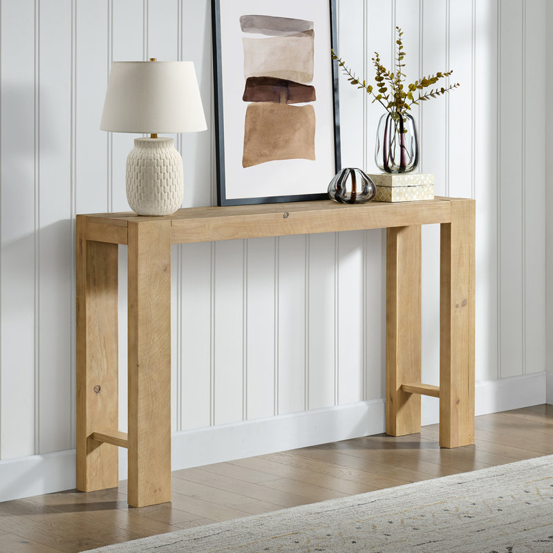 Solid Wood 56" Console Table, Light Oak, Light Oak, 32" H x 56" W x 12" D