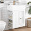 Meuble-lavabo mural 20 po avec lavabo monotrou en céramique, tiroir et tablette latérale, blanc-842952194