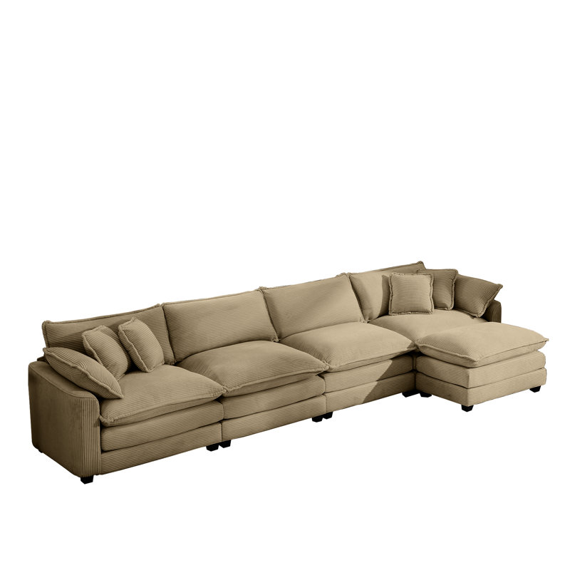 Mobilier de salon en velours côtelé: 4 places avec repose-pieds, coussins, confortable et élégant, assemblage facile requis 4 repose-pieds: coussins et coussins pour différentes pièces