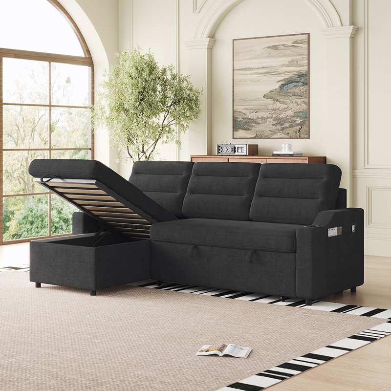 Sleeper Sofa, Black Fabric Duplicate