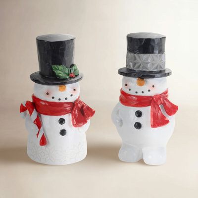 2-Piece Winter Snowman Figurine Set