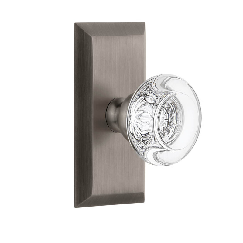Grandeur Concealed Screw Mechanism Mushroom Knob with Rectangle Rosette, Antique Pewter
