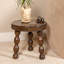 Round Mango Wood Accent Table With Dowel Tri-Pod Legs In Walnut