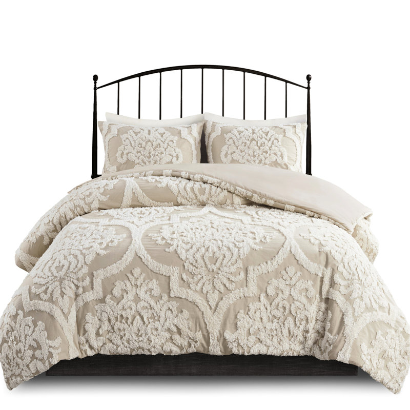 Édredon taupe très grand / très grand - Édredon élégant en bourille de coton 3 pièces de style magnifique, Taupe