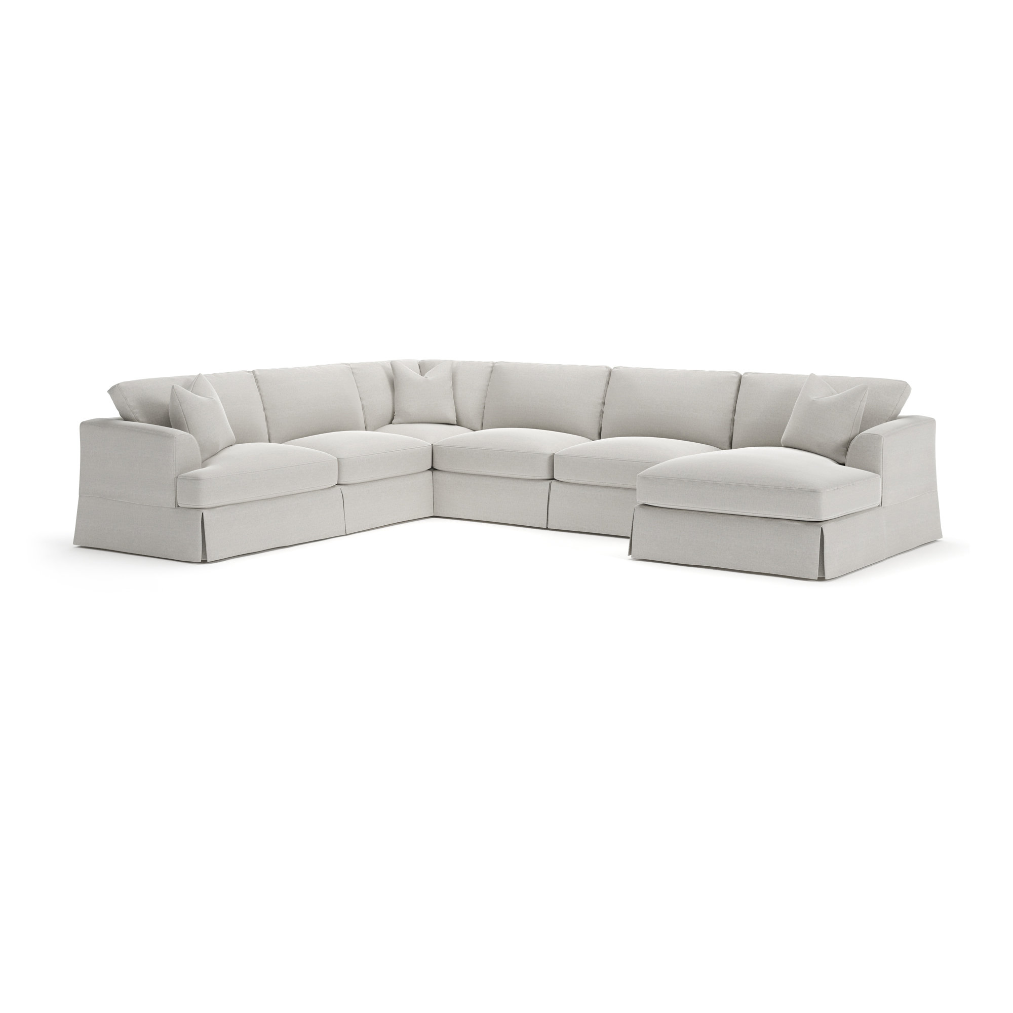 Lucia 5 - Piece Slipcovered Sectional, Drusky Ivory Sustain® Basketweave, Right Hand Facing