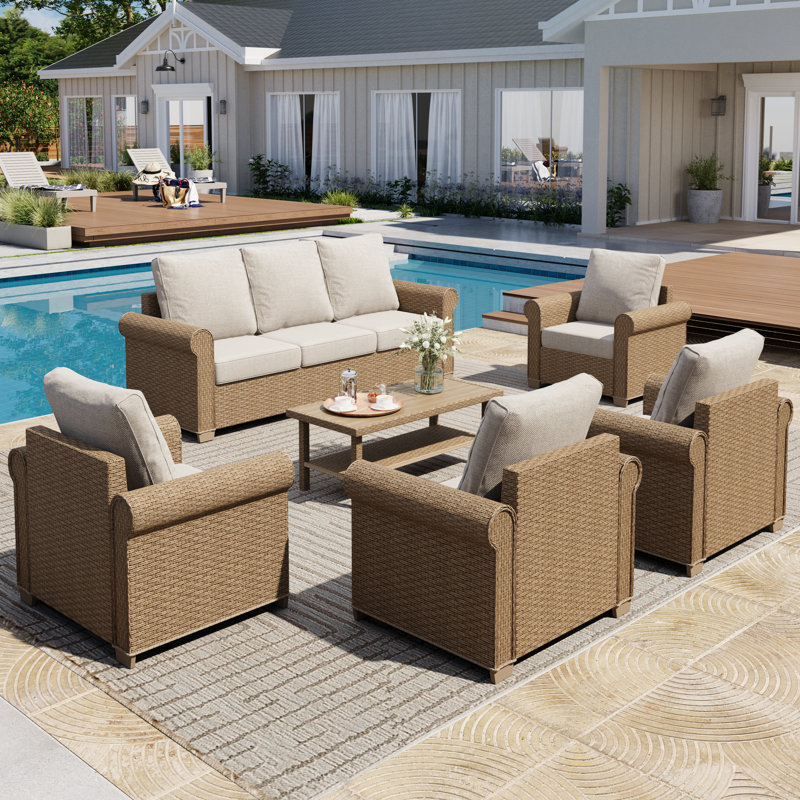 7-person Outdoor Patio Rattan Sofa