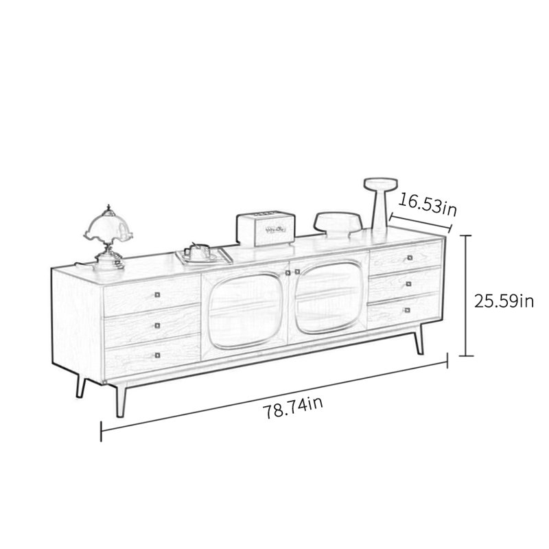 Meuble télé style rétro en bois massif, 78.74"