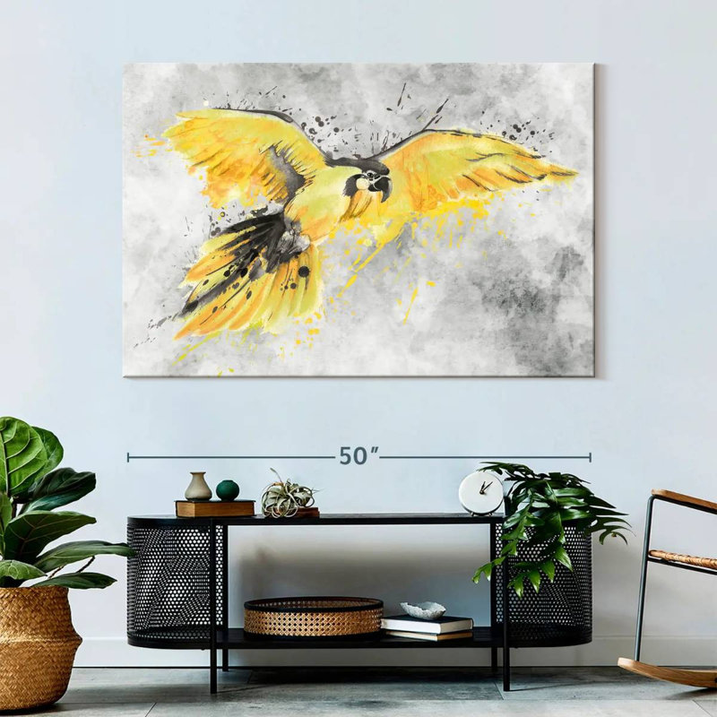 Brampt Yellow Macaw, 34" H x 51" W