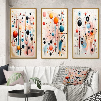 Crystalline Consciousness Retro Pastel - Abstract Shapes Art Set Of 3 Pieces