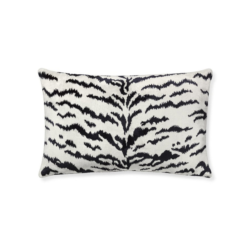 Wild Glamour Silk Pillow Cover & Insert, 14" H x 22" W x 1" D, Off White/Black