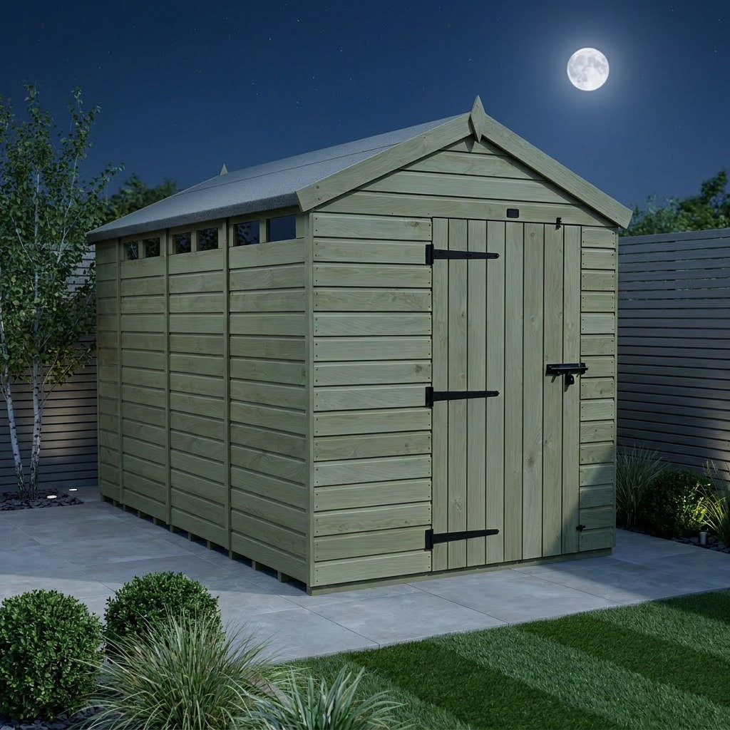 Total Sheds 8ft x 14ft Security Apex Shed - Heavy-Duty Hasp Staple Anti-Tamper - Pressure Treated Timber - UK Manufactured