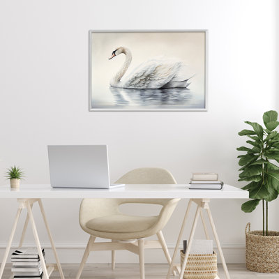 Giclée encadrée de cygne flottant élégant, design par Sasha