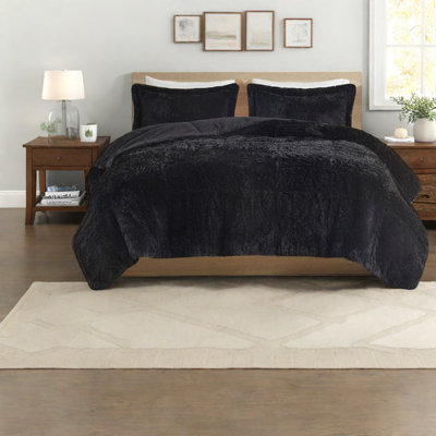 Modern Bedding Sets, Shaggy Faux Fur Comforter With Hypoallergenic Filling, Twin/twin Xl