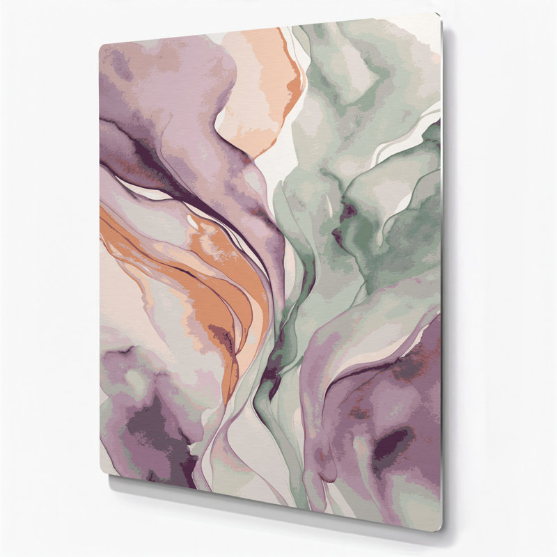 Aquarelle abstraite 64, art mural en métal beige, H 36 po x l 24 po