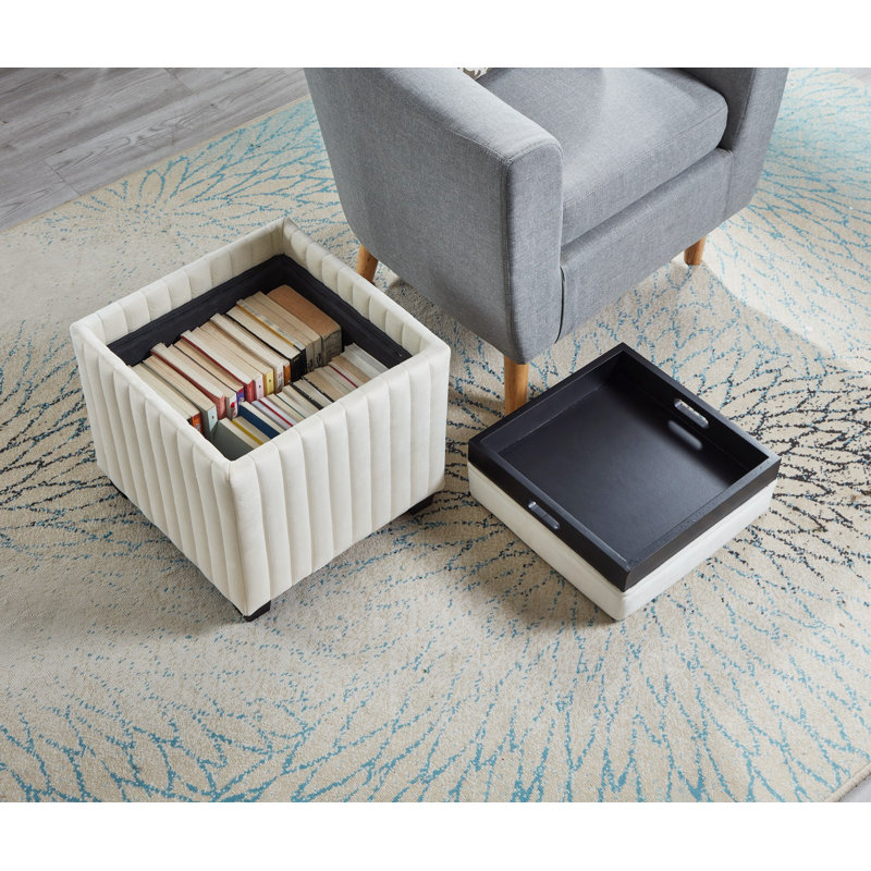 1 banc de rangement rembourré en tissu, Beige