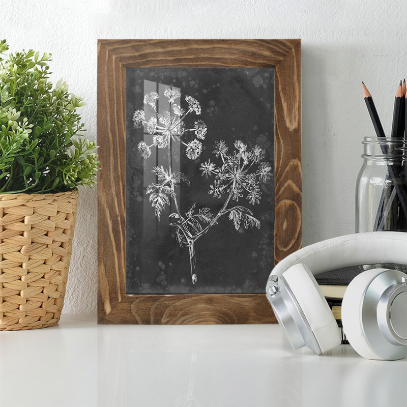 Ardoise florale I - impression encadrée, H 7 po x l 5 po x P 1 po, Noyer