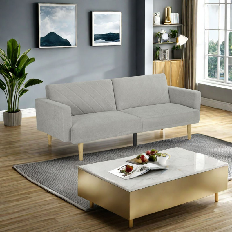 75.6" Sofa Bed, Convertible Sleeper Sofa, 3 Seater Sleeper Sofa For Small Spaces, Grey Velvet