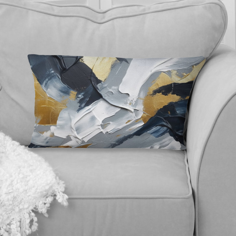 Coussin décoratif or et gris Abstractions II - formes abstraites