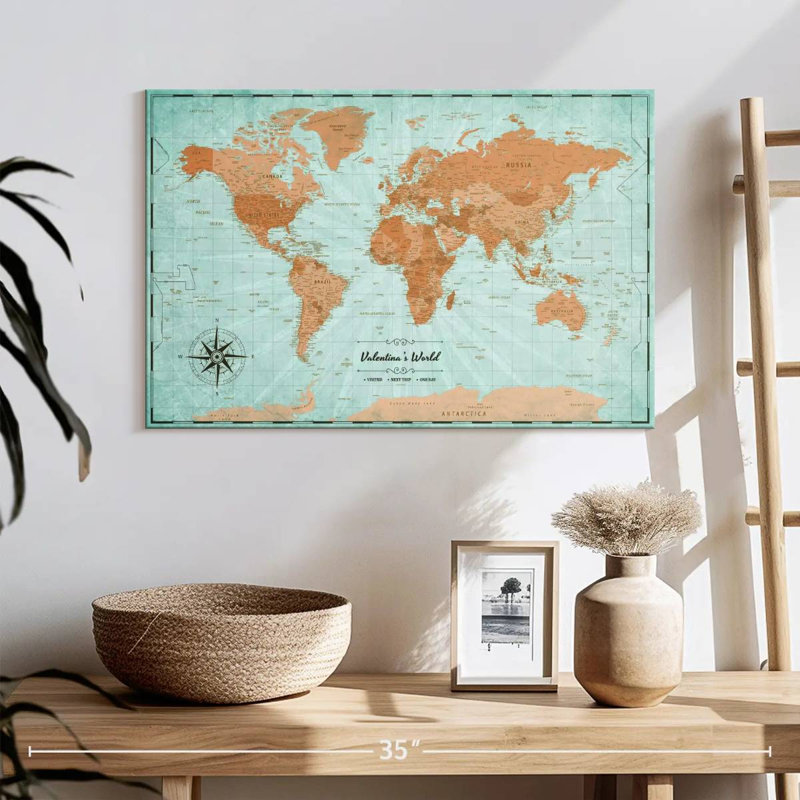 Carte du monde Personalized Adventures II, H 16 po x l 24 po, Oui