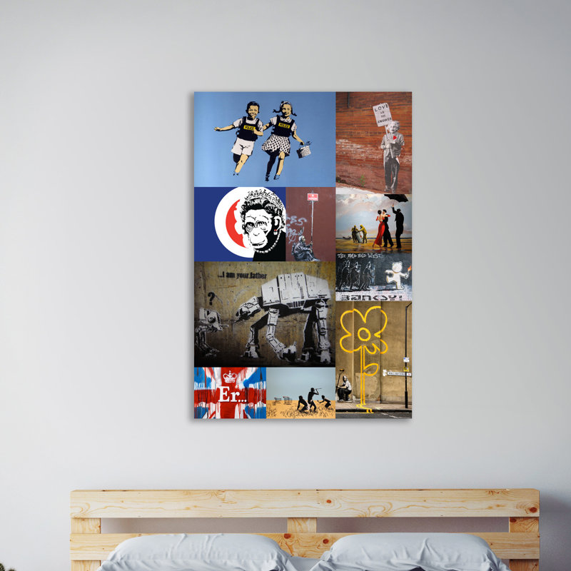 Banksy Colour Collage by Banksy - Wrapped Canvas Print, 46 cm H x 30 cm W x 4 cm D