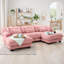 Canapé modulaire en forme de U en velours avec 2 repose-pieds - Canapé 5 places en nuage moelleux avec traversins et capacité de 1000 lb, conception modulaire-1337145354