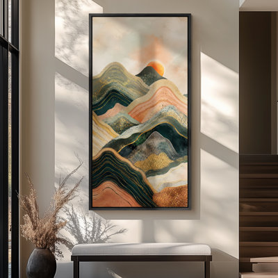 Extra Large Layered Mountain Sunset with Vibrant Colors Print Wall Art
