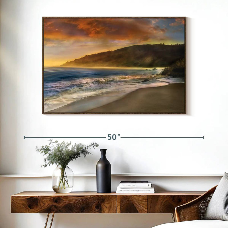 Malibu Sun, Cadre flottant en noyer, 40 po x 27 po