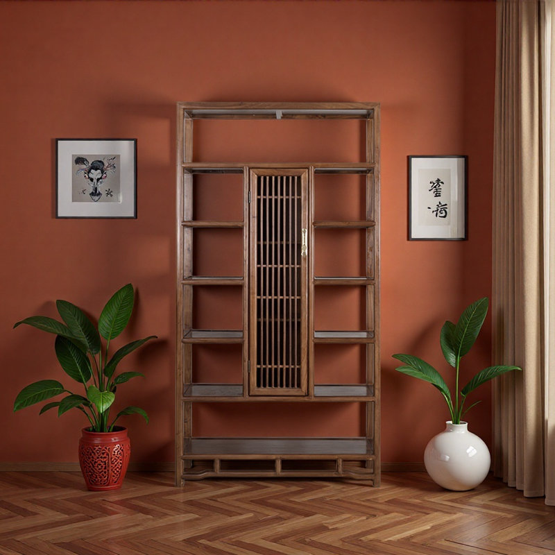 Nouvelle bibliothèque de style minimaliste chinois, Marron foncé