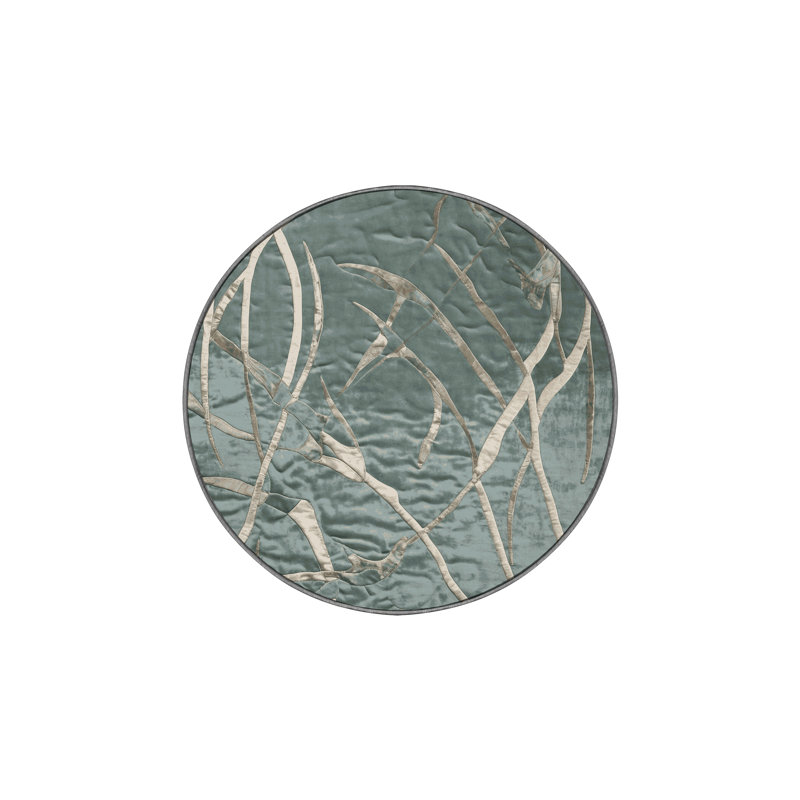 Tapis gris lavable à la machine, Rond 8 pi