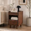 Tables de chevet modernes en bois cannelé blanc avec tiroir et rangement ouvert, ensemble de 2 tables de chevet modernes pour le salon-991504566