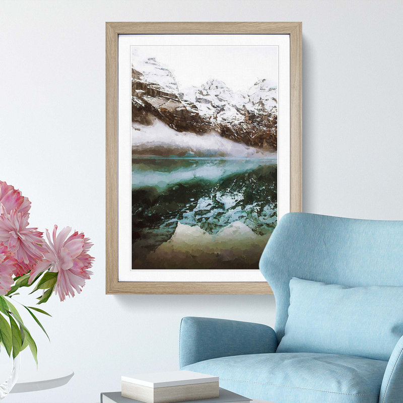 Oeschinen Lake in Switzerland in Abstract - Picture Frame Graphic Art Print, 36cm H x 27cm W x 2cm D, Oak Framed