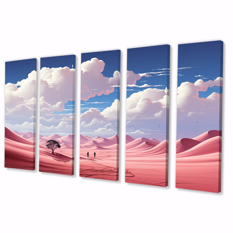 Désert du désert au crépuscule désert - paysages spatiaux 5 pièces, H 32 po x l 80 po