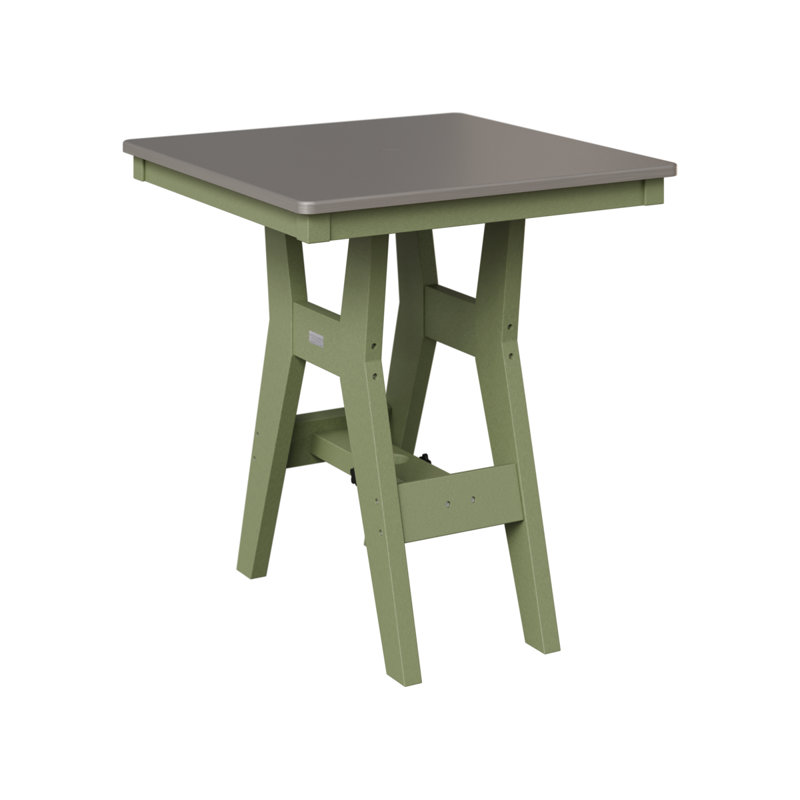 Berlin Gardens Harbour 28″ Square Bar Table, 38.87" H x 28" W x 28" D, Hammered Top Stainless, Sage